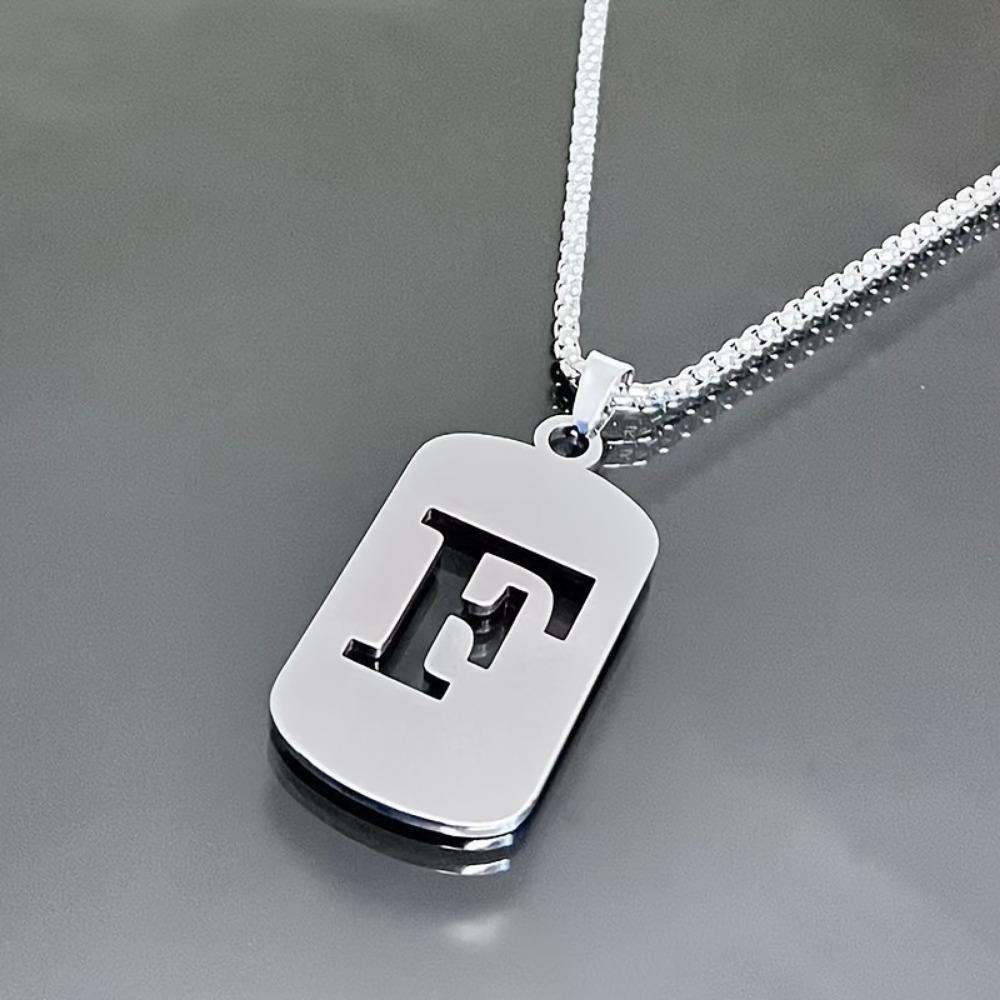 Hip Hop Stainless Steel Men Women Pendant Necklace Hollow 26 Letter Without Plating Design Style Chain for Daily Wear and Gift