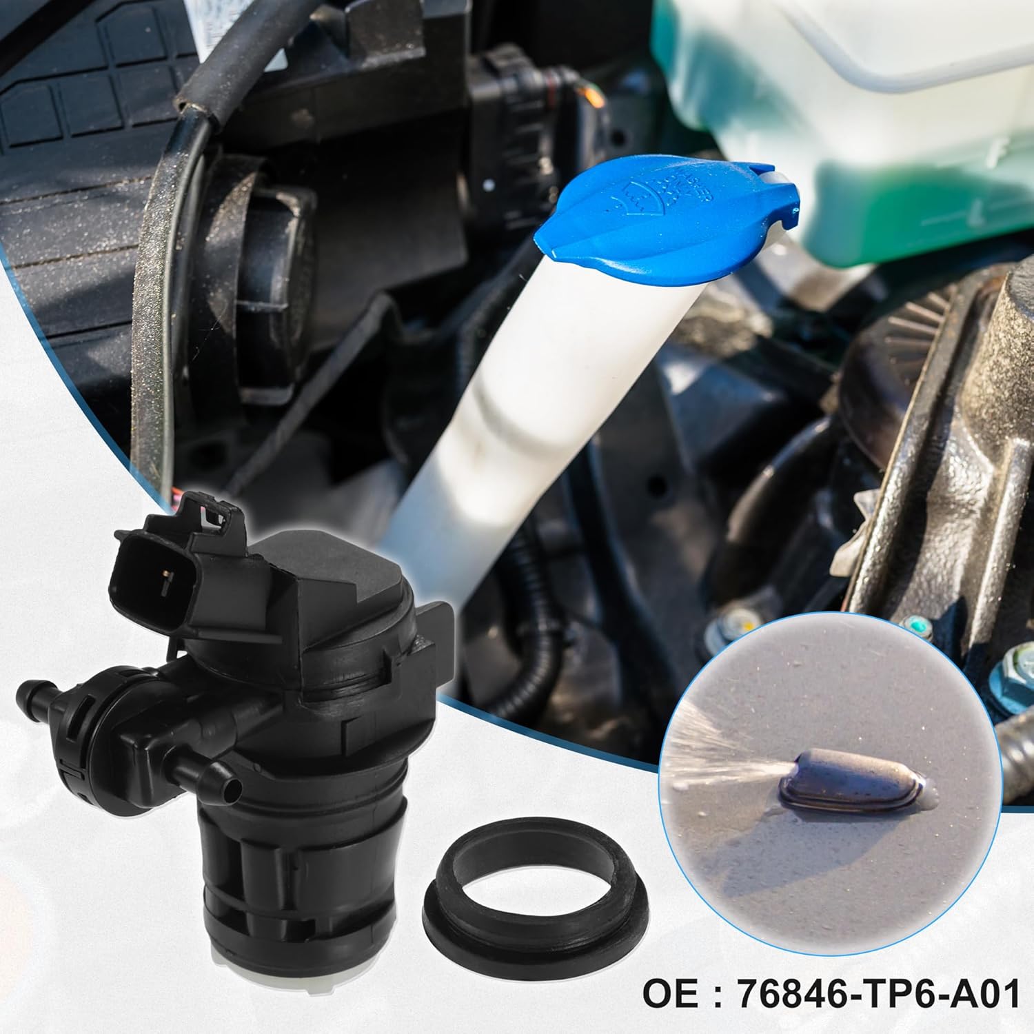 ACROPIX Windshield Washer Motor Pump Fit for Toyota RAV4 2004-2014 for Toyota Camry 2007-2017 No.76846-TP6-A01 - Pack of 1