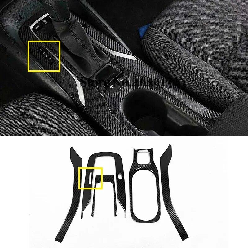 5 Pcs Stainless Steel Carbon Fibre Gear Shift Panel Water Cup Holder Cover Trim For Toyota Corolla Interior Accessories