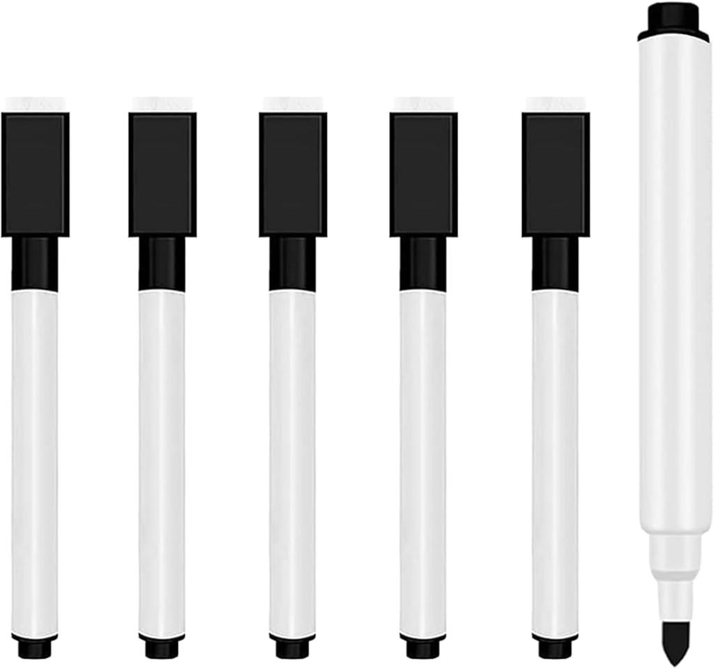 5 Pcs Black Dry Erase Markers Magnetic Dry Erase Marker with Eraser Cap Mini Dry Erase Markers for Whiteboard