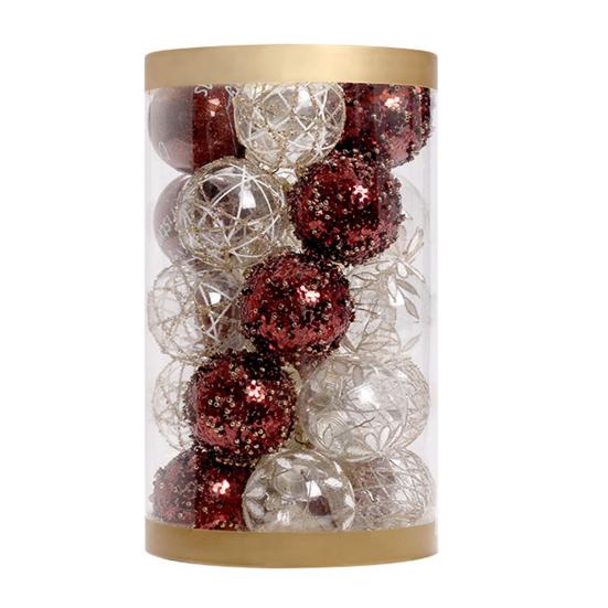 25 Pcs 2.36 Inch Christmas Ball Ornaments Glitter Sequin Plastic Ball Christmas Tree Hanging Decorations for Indoor Outdoor Holiday Decor