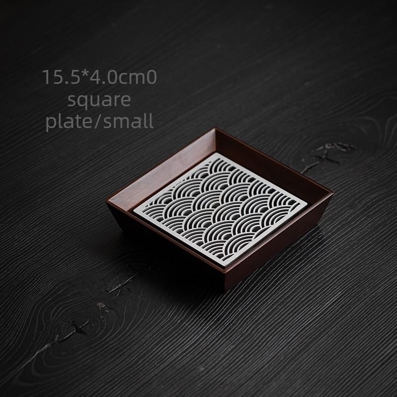 

Chinese Style Alloy Bamboo Tea Tray with Auspicious Clouds Retro Water Storage Tea Table for Home Dry Brewing Teapot Holder