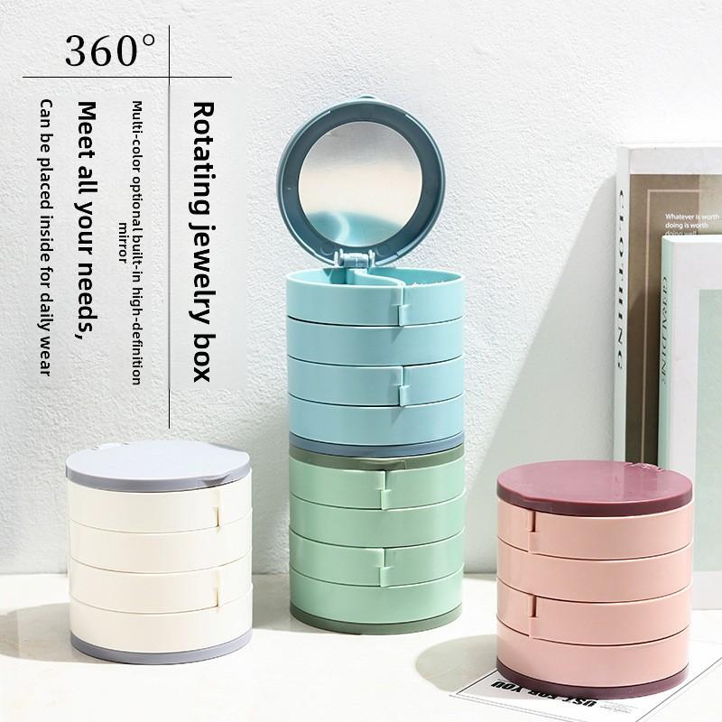 Rotating Multi-Layer Jewelry Box Elegant Ear Accessory Organizer for Living Room, Bedroom, and Study Dust-Proof, Modern Simplicity Design
