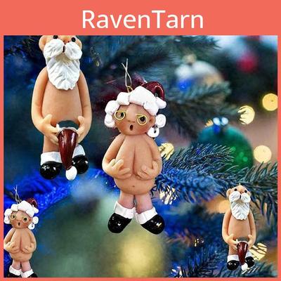 Acrylic Naughty Santa Christmas Tree Ornament Cartoon Style Male And Female Options Character Design