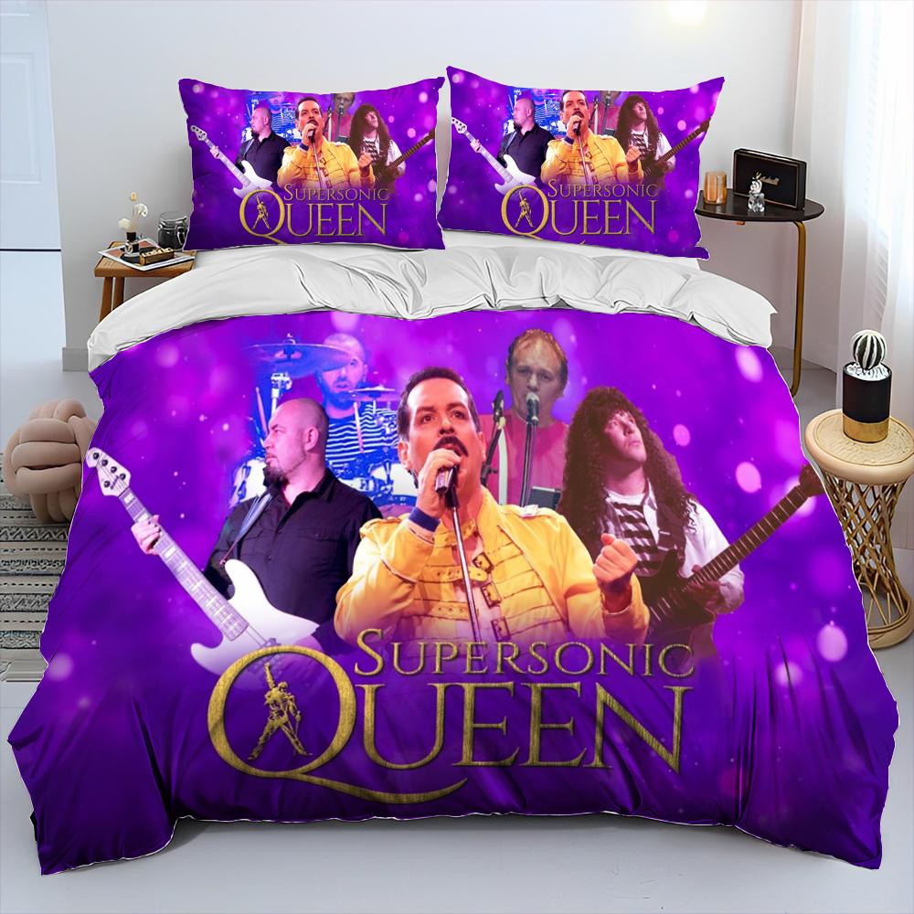 Freddie Mercury Queen-Rockband Bettdecke Bettwäscheset, Bettbezug Bettset Steppdecke Kissenbezug, King Queen Size Bettwäscheset