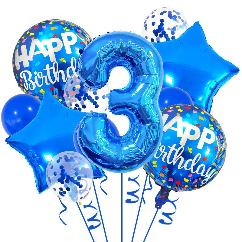 13pcs Blue Birthday Balloon with "Happy Birthday" Text - Perfect for Party Decorations, Anniversaries, and Festive Celebrations