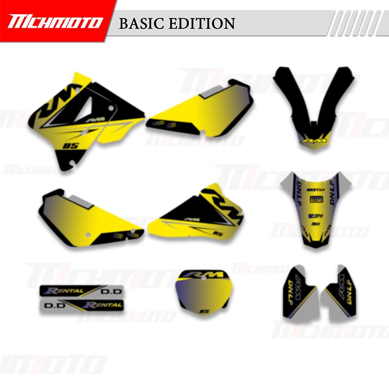 MCHMFG Full Set Graphics Backgrounds Decals Stickers Kits For SUZUKI RMZ85 RM 85 2001-2018 Number Name