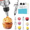 Kit de Decoração de Bolo de Aço Inoxidável de 13 Peças Máquina de Fazer Biscoitos Prensa de Biscoitos Reutilizável Kit de Bicos de Confeitar para Bolos Cupcakes Biscoitos