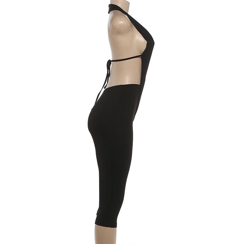 Spring/Summer 2026 European & American Women's Sexy Deep V-Neck Backless Slim-Fit Jumpsuit