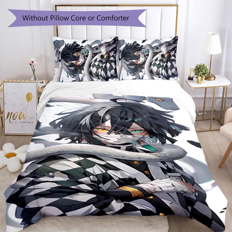 Mitsuri & Iguro 3pcs Bedding Set Duvet Cover Closure Includes 1 Duvet Cover & 2 Pillowcases for All Seasons Bedroom Home Dorm Decor