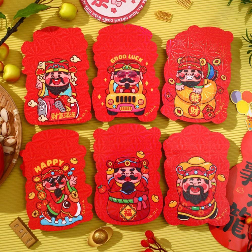 6Pcs Cartoon Chinese Snake Year Red Envelope Blessings Printing Hong Bao  Wedding Birthday