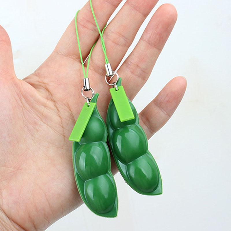 2PCS Fidget Toys Squeeze Pea Beans Keychain ADHD Decompression Toy Novelty Gifts Adults Children Juguetes Antiestrs Autismo