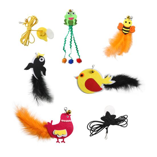 Swinging Interactive Cat Toy Elastic Rope Cat Teaser Self-play Cat Toy with Feathers Bell for Indoor Cats Solo Play And Hunting Instinct