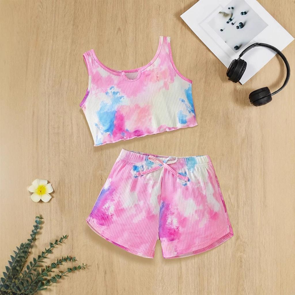 Girls' Fashionable Sports Vest and Shorts Set for Summer Children's Casual Set