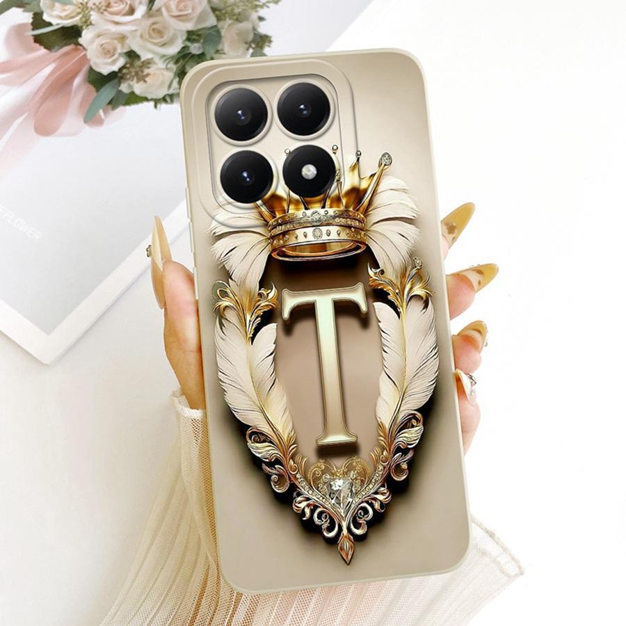 Phone Case For Xiaomi 15T Pro Soft Silicone Gold Crown Letter Painted Back Cover For Xiaomi15T 15 T Pro Cases Bumpers