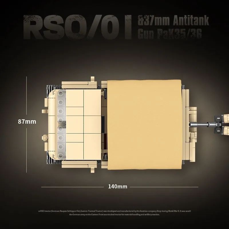RSO/01 Towing Truck & 37mm Anti-Tank Cannon Series Toy - Chinese Building Blocks Assembly Set 100250 for Boys