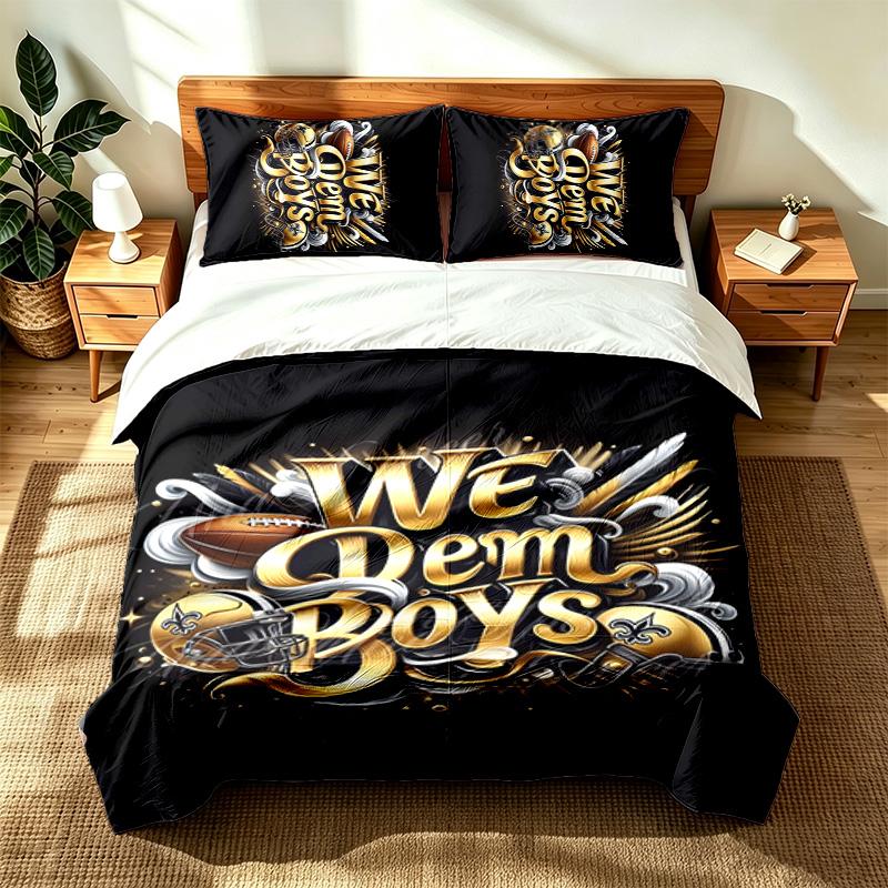 New Orleans Saints (19) Set da 3 pezzi adatto per camere da letto principali morbido e confortevole un regalo ideale per familiari e amici Include una copripiumino e tw