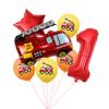 Fire Truck Aluminum Film Digital Balloon 7Pcs Birthday Party Decoration Balloon Venue Arrangement Set