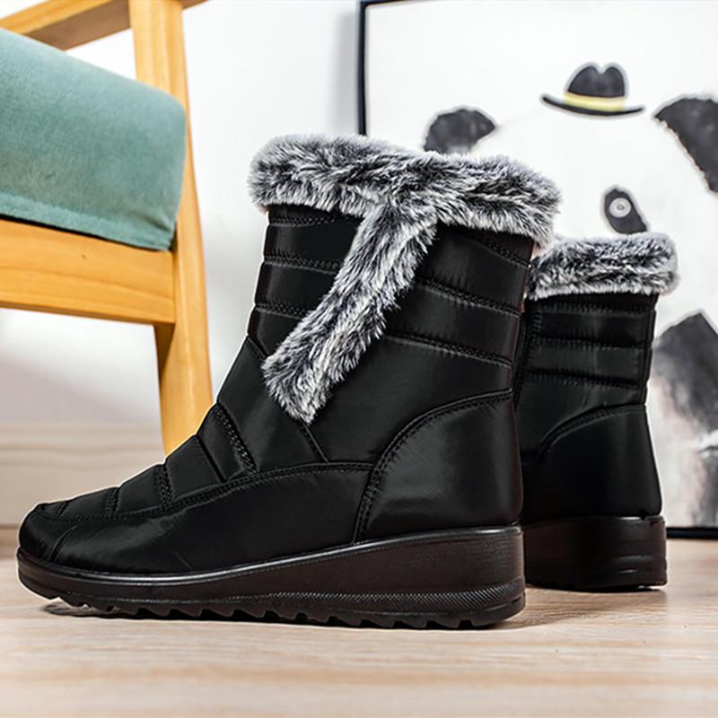 Bottines Chaudes en Peluche Épaissies Imperméables pour Femmes Hiver Bottes à Plateforme à Fermeture Éclair Latérale pour Femmes Bottes de Neige Antidérapantes Rembourrées en Coton