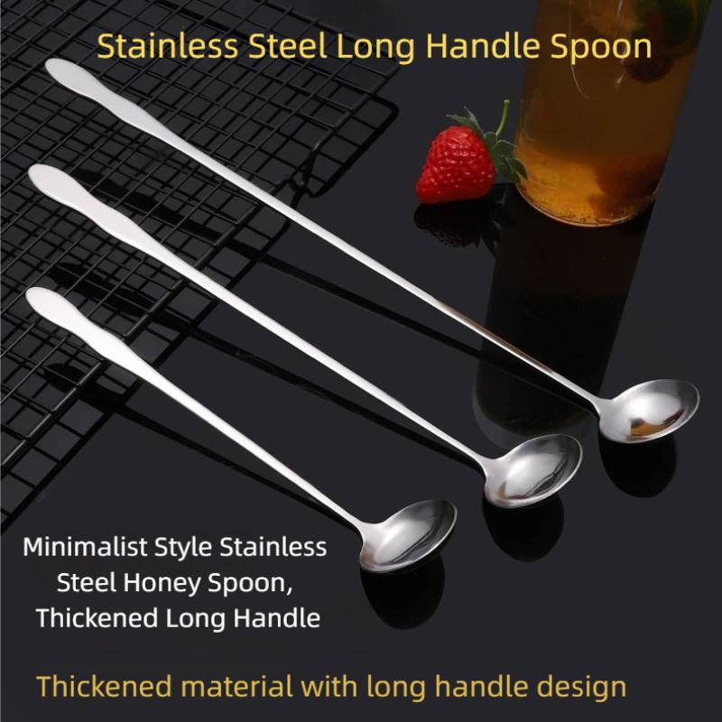 Stainless Steel Long Handle Stir Spoon Designed For Effortless Mixing In Cocktails And Teas