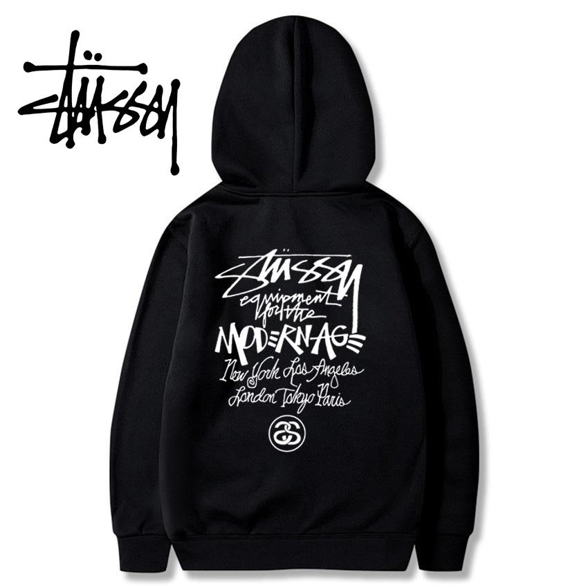 

Spring Autumn and Winter Stussy Modernist Logo Printed Men s and Women s Hooded Sweatshirt European Size Plus Size