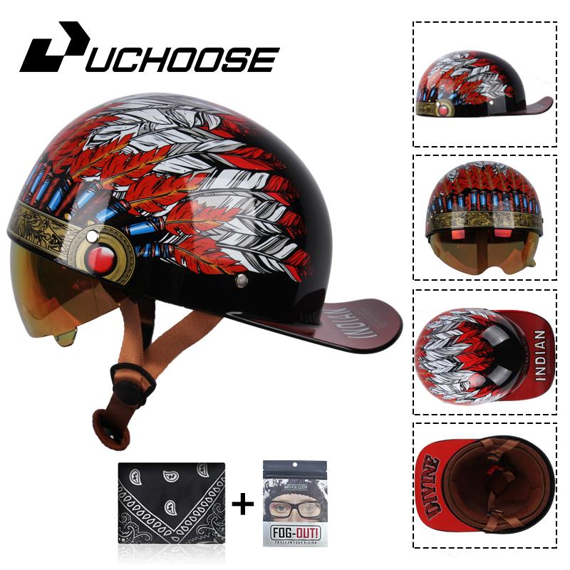 Uchoose Baseballová čepice Helma Motocykl Vintage Retro Helmy Summer Open Face Scooter Cruiser Chopper Gangster DS Muži Ženy Kid