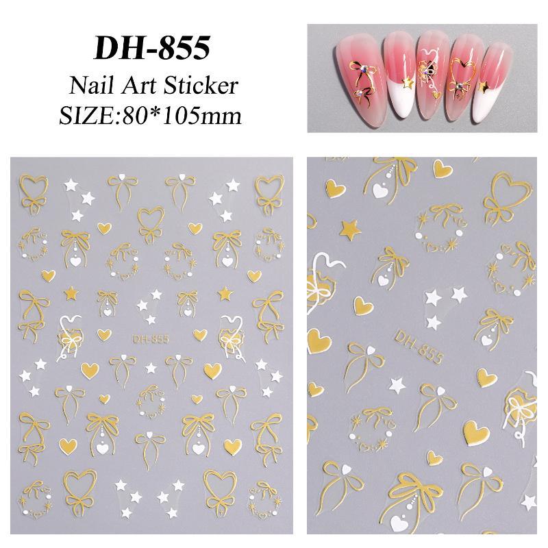 3D Cute Bowknot Heart Nail Stickers Self Adhesive Easy Peel DIY Manicure Decorations for Teen Girls Home Nail Art DIY