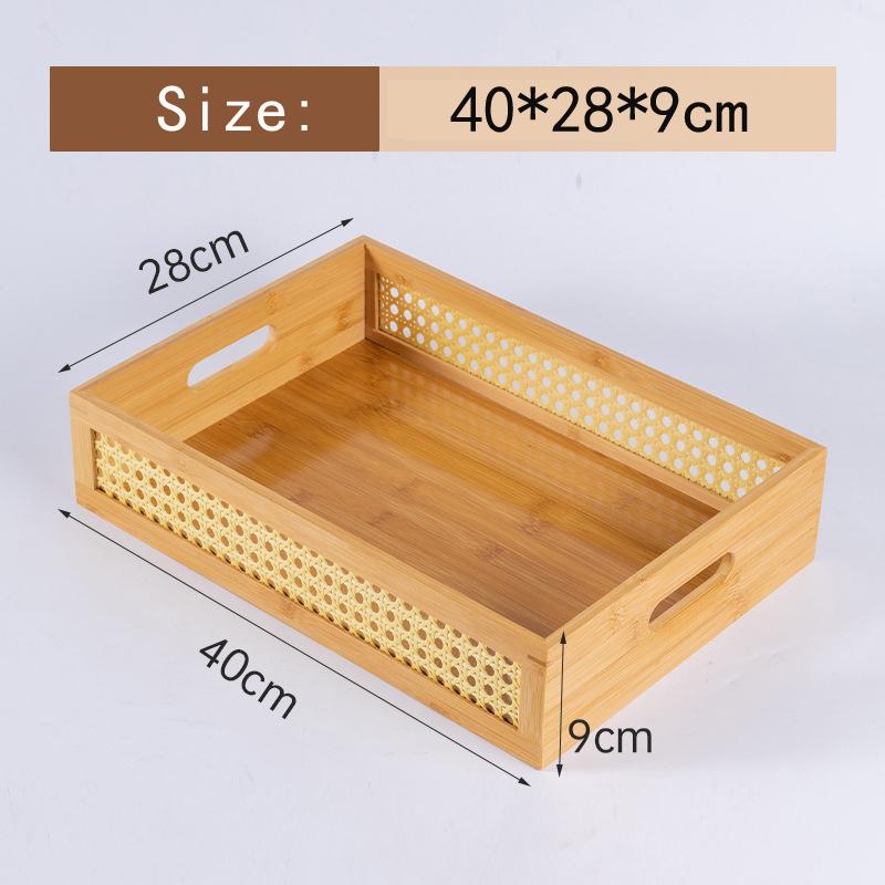 HeMu-Bamboo Grid Side Storage Box, Bedroom Cosmetics Sorting Box, Living Room Desktop, Desktop, Rectangular Tray, Acrylic