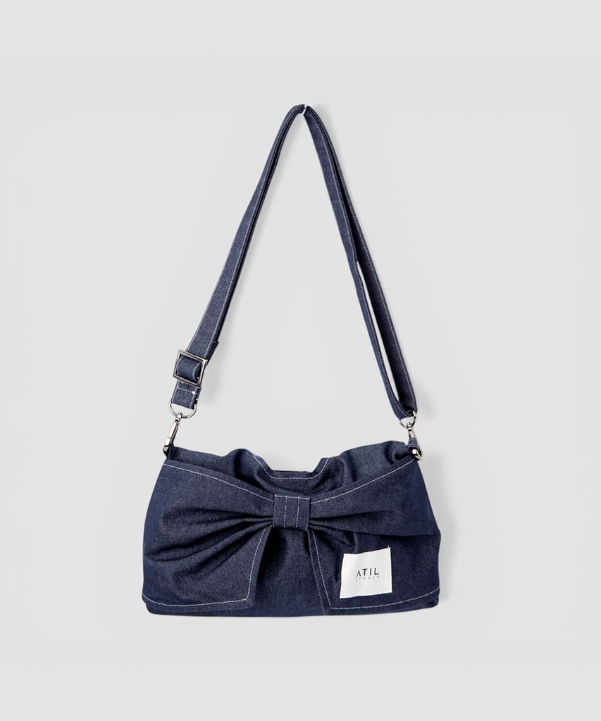 Atil Studio Denim Dewey Mini Ribbon Dot Shoulder & Crossbody Bag _ Musinsa Edition [Blue]