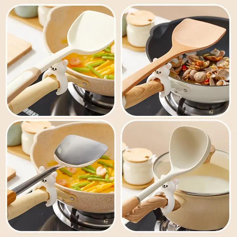 1PCS Rabbit Portable Silicone Anti-overflow Pot Lid Clip Anti-scalding Spoon Holder Support Rack Kitchen Universal Spatula Bracket Clip
