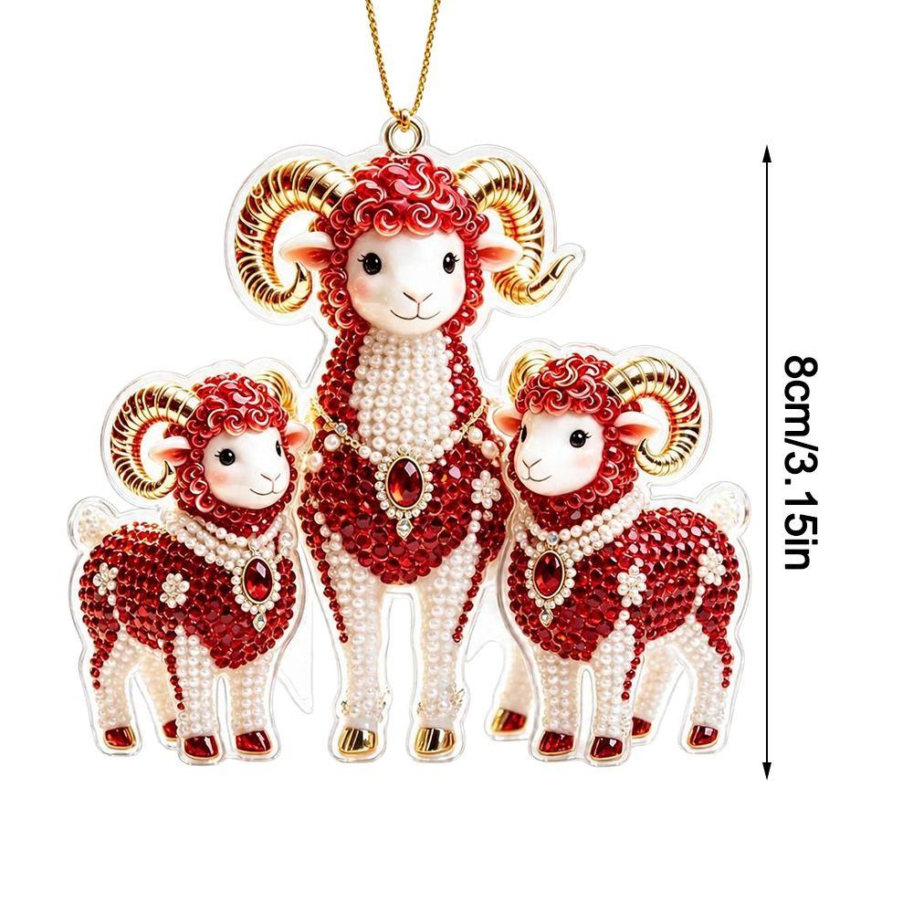 Acrylic Goat Hanging Ornament Set 2D Flat Christmas Tree Ornament Zodiac Goat Souvenir  Bag Charms