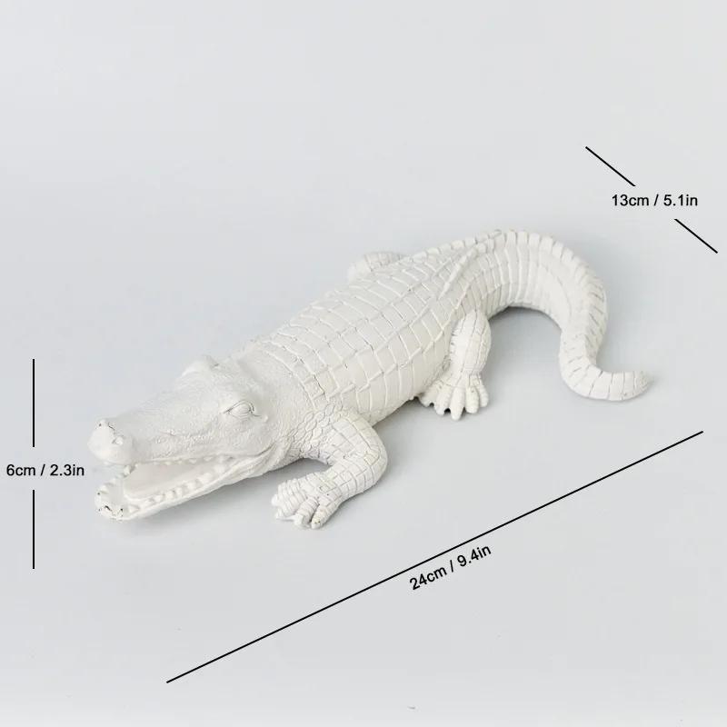 

Painted Crocodile Beast Statue Desk Decoration Ornaments Crocodile Resins Sculpture Room Aesthetic Decor Home Accessories белый