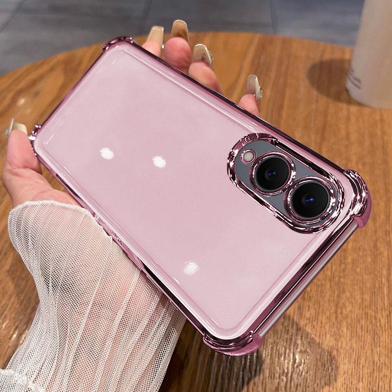 Suitable for Samsung S25edge Plating Airbag Transparent Mobile Phone Case S24Ultra Silicone S23Plus Soft Case