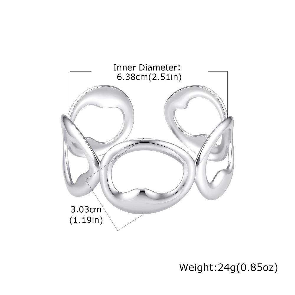 Stainless Steel Geometric Cuff Bracelet Hollow Geometric Design Hollow Cuff Bangle  Gift Silver Bracelet