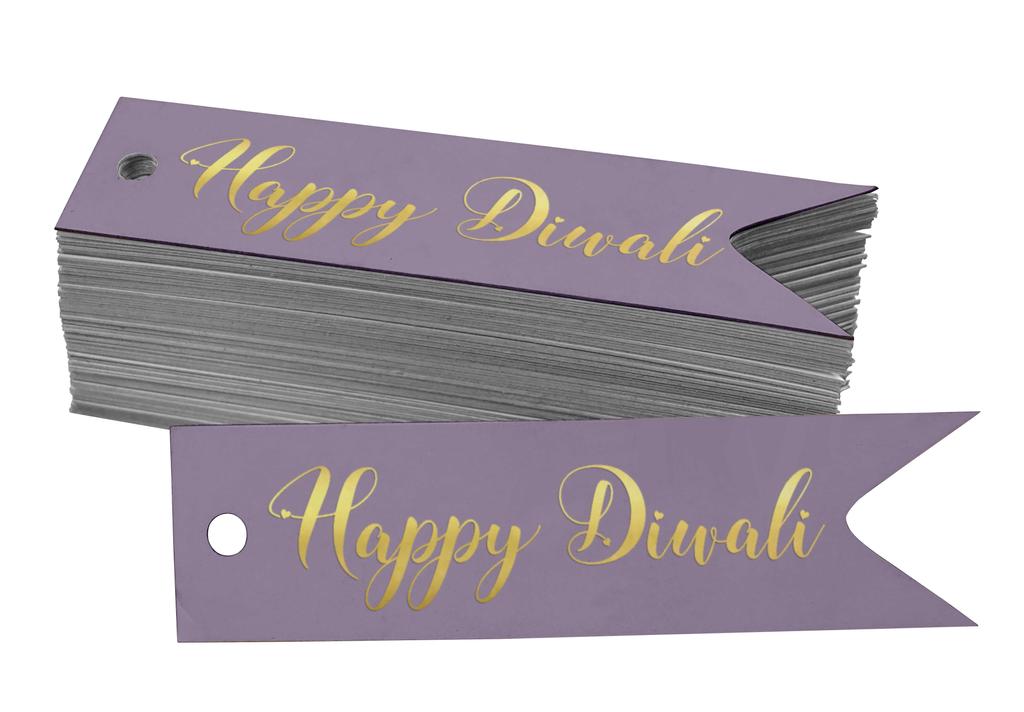 Inkdotpot Pack Of 100 Happy Diwali Favor Paper Tags Craft Real Gold Foil Hang