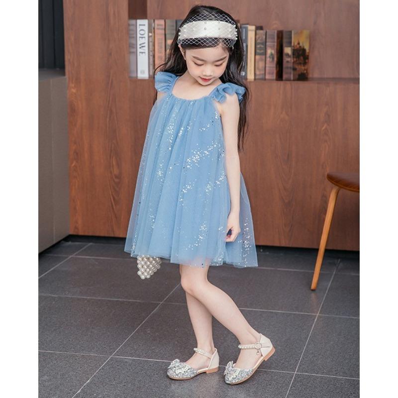 Crystal Princess Closed Toe Sandals, Soft Flat Casual Dance Shoes Summer Footwear for Big Girls