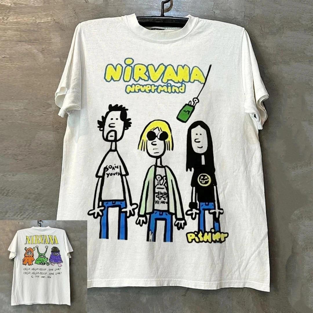 Футболка с графикой Nirvana Nevermind Мультяшная футболка с изображением группы Streetwear Винтажная Y2K S-3XL 4XL