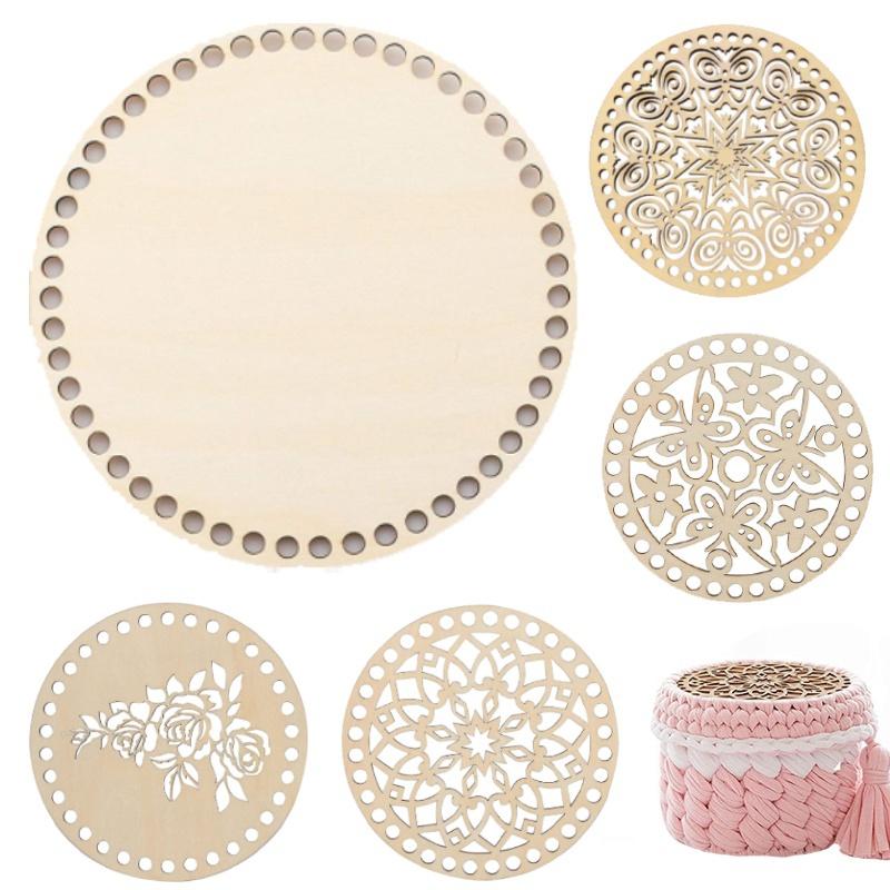 

2шт DIY Натуральная деревянная корзина Нижняя часть корзины для вязания крючком Корзина для рукоделия Пряжа для плетения Принадлежности