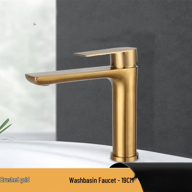 Brushed Gold Stainless Steel Single Cold Basin Faucet