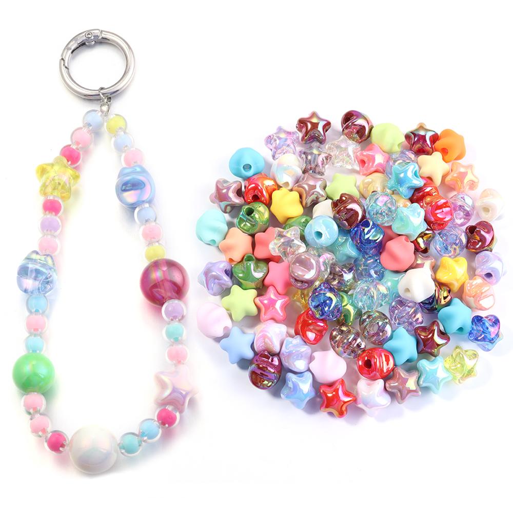 10Pcs Acrylic Macaron Color Star Beads Cute Dopamine Pentagram Loose Beads DIY Earring Necklace Bracelet Jewelry Making Finding