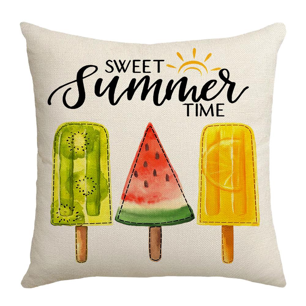 Hot Colorful Summer Home Bedroom Living Room Sofa Cushion Pillow Cover Linen Letter Print Cartoon