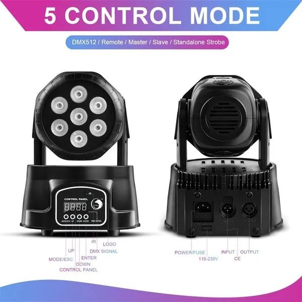Upgraded 120W 7 LEDs Moving Head Llights RGBW DMX512 Remote Control Stage Lighting DJ Equipment Disco Party Lights Bar