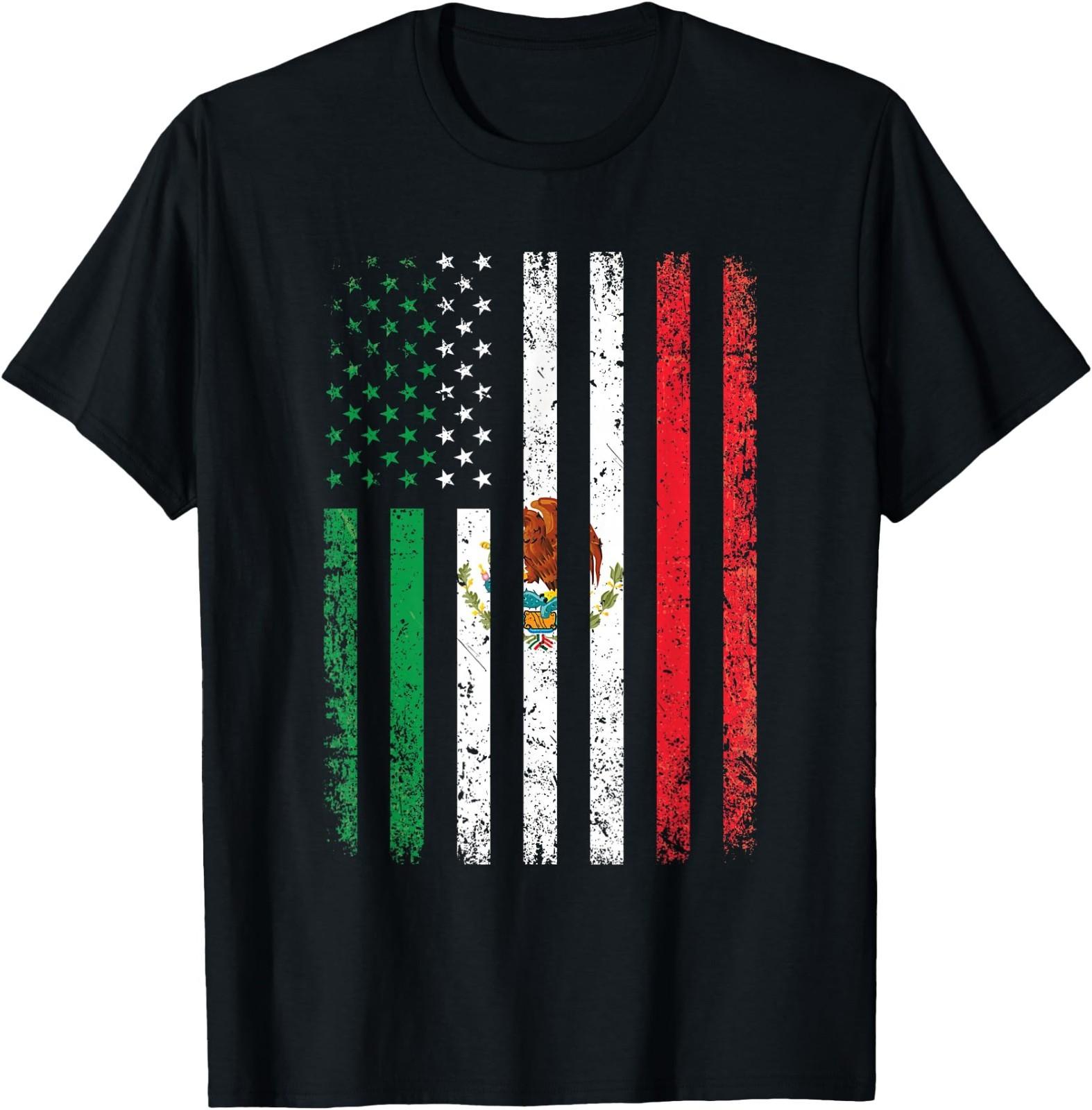 Mexico Flag Gift 4th of July USA American Mexican Flag T-Shirt S