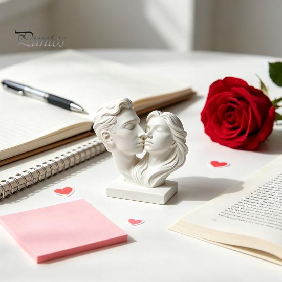 Romantic Art Sculpture 3D Printed Couple Hugging Kissing Statue, Modern Minimalist Anniversary Gift for Couples Desk Shelf, Home Decor Ornament,