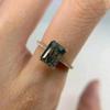 Emerald Cut Moss Agate Ring: Rose Gold Plated Stacking Wedding Ring: Cubic Zirconia Bridal Jewelry For Women