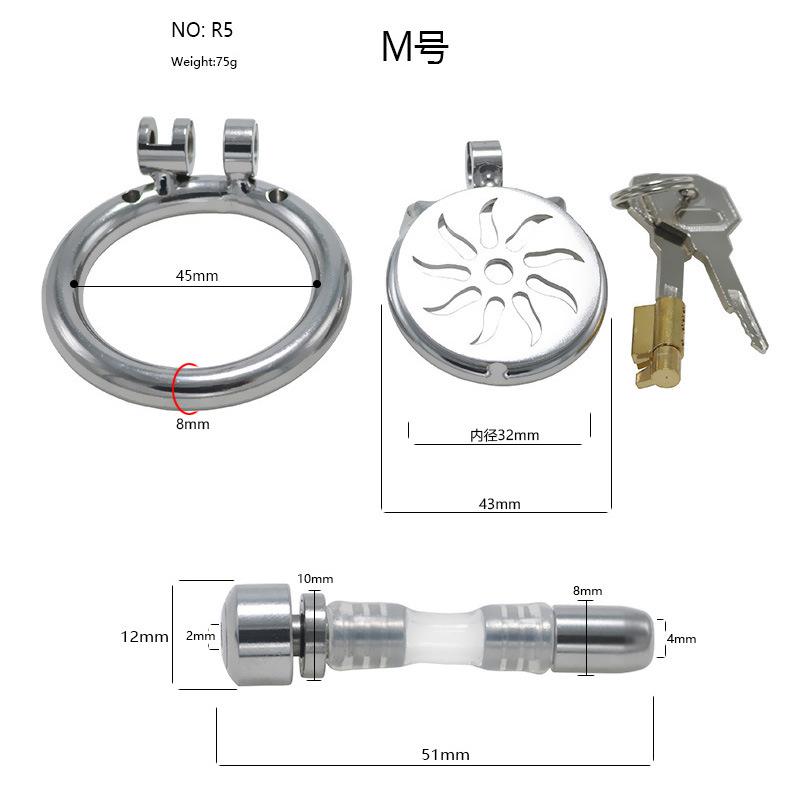 Men Short CB Lock Penis Cage Cock Lock Stainless Steel Chastity Lock Sex Toy Femdom BDSM Cock Ring Ball Stretcher