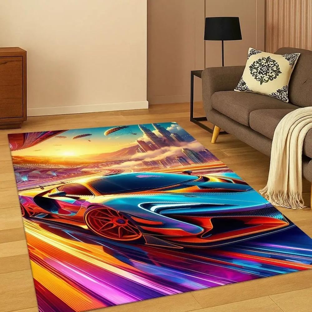 Sports Car Racing Car Carpet Rug for Playroom Living Room Bedroom Home  Kitchen Doormat Decor Living Room Decoration Carpet