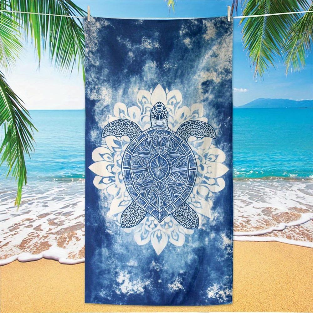 

1pc Extra Large Microfiber Beach Towel - Quick-Dry Sand-Free Lightweight Oversized Towel with Sea Turtle & Ocean Wave Design W30*H60(CM)