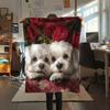 Maltese dog and roses,pattern Flannel Blanket, High quality Comfortable for All Seasons, Home Decor, Warmth and Comfort, Perfect for Gifts.