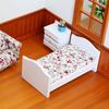 1/12 Casa delle Bambole Miniatura Letto in Legno con Cuscino Mobili Camera da Letto Casa delle Bambole